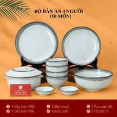 Bộ Bàn Ăn 4 Người (10 món) Men Ngọc Trai