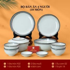 Bộ Bàn Ăn 4 Người (10 món) Men Ngọc Trai