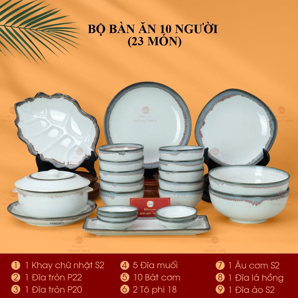 Bộ Bàn Ăn 10 Người (23 món) Men Ngọc Trai