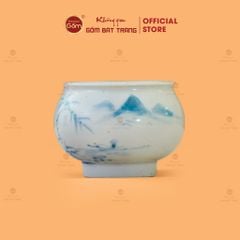 Chén Trà Vuốt Vẽ Hoa Men Tro
