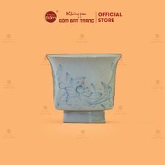 Chén Trà Vuốt Vẽ Hoa Men Tro