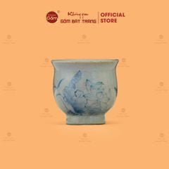 Chén Trà Vuốt Vẽ Hoa Men Tro