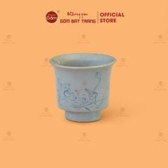 Chén Trà Vuốt Vẽ Hoa Men Tro