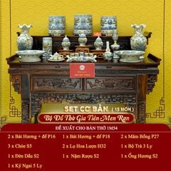 [Set Cơ Bản] Bộ Đồ Thờ Gia Tiên Men Rạn (15 món)