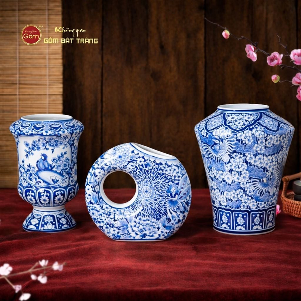 Lọ Hoa Dáng Khuyên Họa Tiết Ngàn Hoa