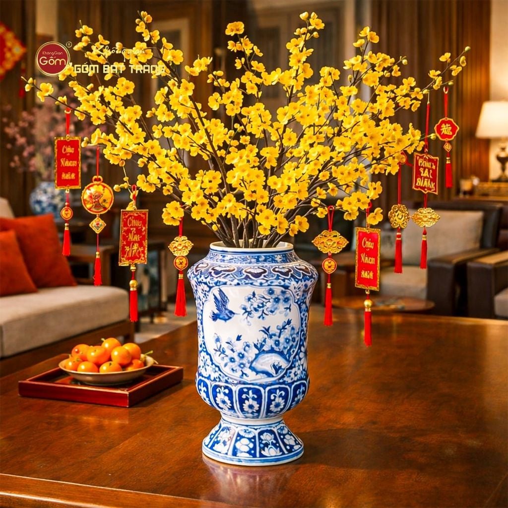 Chóe Nhọn Không Nắp Họa Tiết Nhị Cảnh Ngàn Hoa