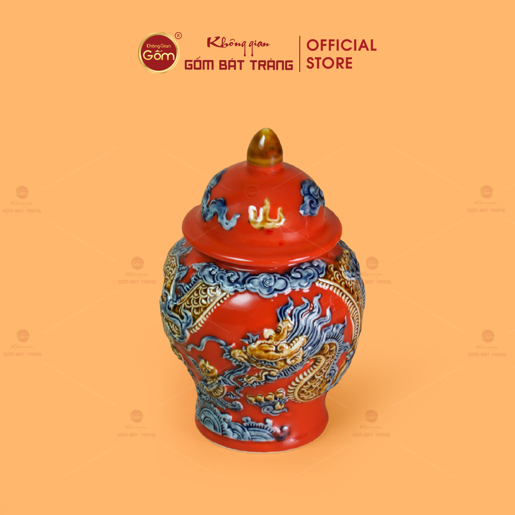 Chóe Thờ Men Đỏ Họa Tiết Cá Chép Hóa Rồng