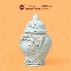 Chóe Thờ Men Ngọc Hoàng Tộc Vẽ Vàng Cá Chép Hóa Rồng