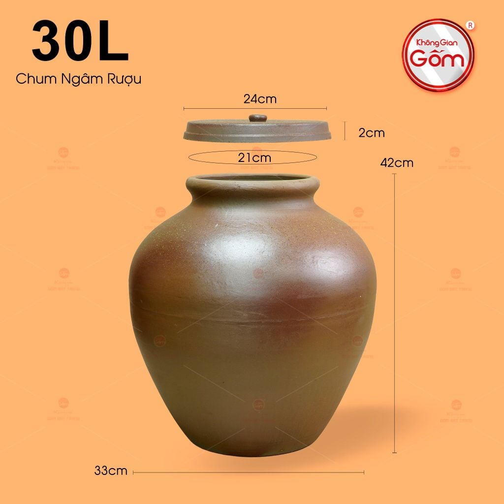 Chum Sành Ngâm Rượu Nắp Lớn Không Tráng Men
