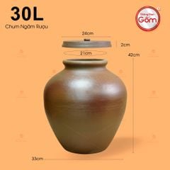 Chum Sành Ngâm Rượu Nắp Lớn Không Tráng Men