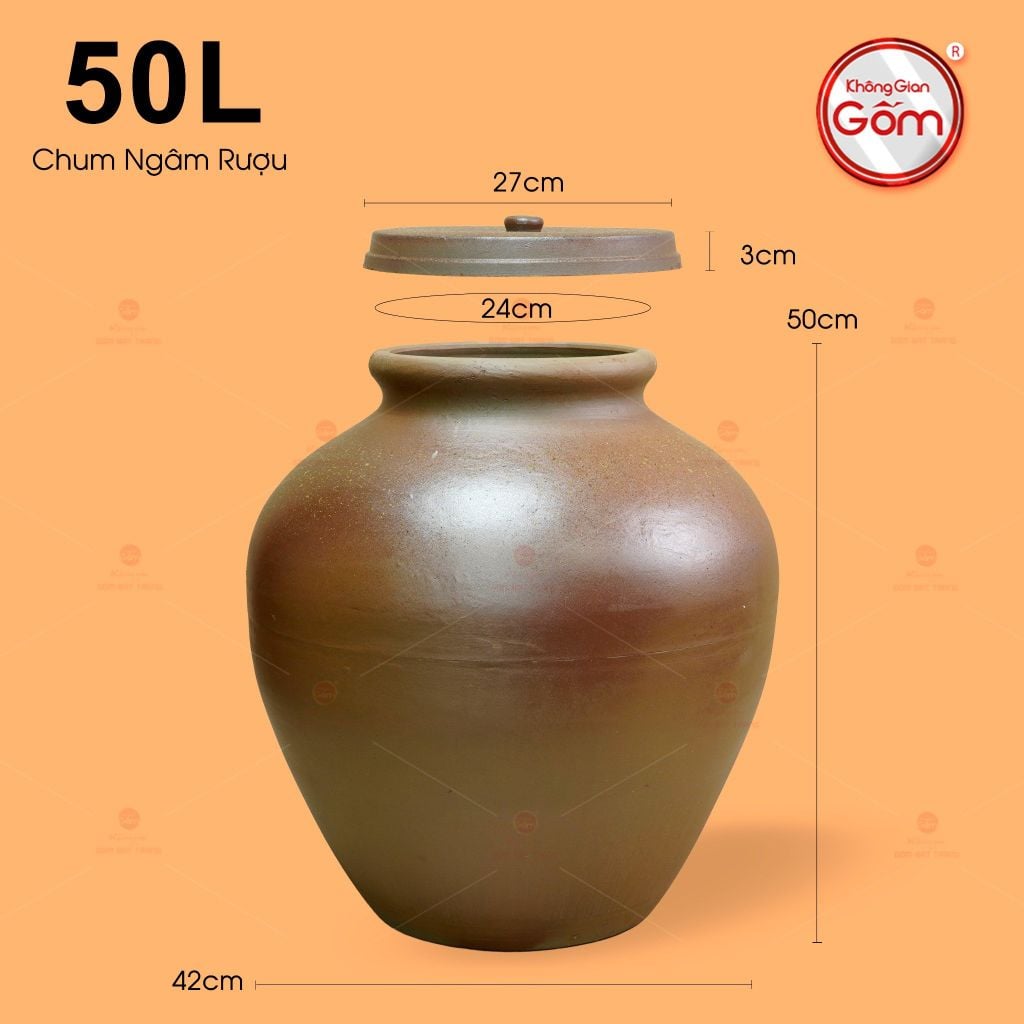 Chum Sành Ngâm Rượu Nắp Lớn Không Tráng Men