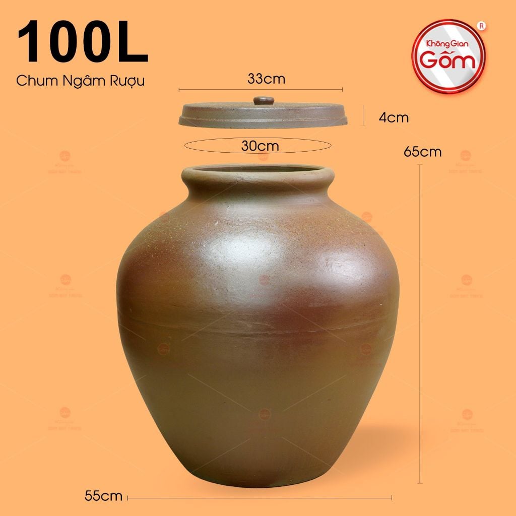 Chum Sành Ngâm Rượu Nắp Lớn Không Tráng Men