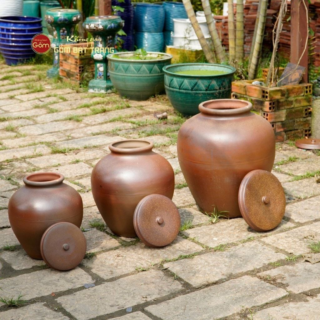 Chum Sành Ngâm Rượu Nắp Lớn Không Tráng Men