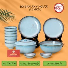 Bộ Bàn Ăn 6 Người (12 món) Men Biển Xanh Kim Sa