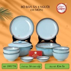 Bộ Bàn Ăn 4 Người (10 món) Men Biển Xanh Kim Sa