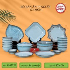 Bộ Bàn Ăn 10 Người (23 món) Men Biển Xanh Kim Sa