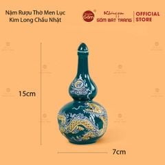 Nậm Rượu Men Lục Họa Tiết Kim Long Chầu Nhật