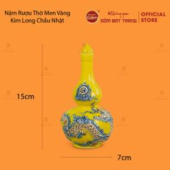 Nậm Rượu Men Vàng Họa Tiết Kim Long Chầu Nhật