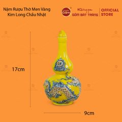 Nậm Rượu Men Vàng Họa Tiết Kim Long Chầu Nhật
