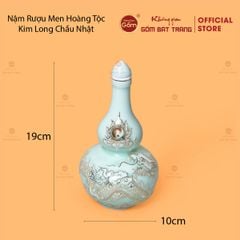 Nậm Rượu Men Ngọc Hoàng Tộc Vẽ Vàng Kim Long Chầu Nhật
