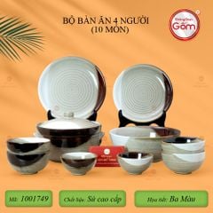 Bộ Bàn Ăn 4 Người (10 món) Men Hỏa Biến Ba Màu