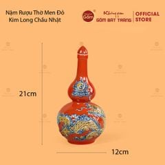 Nậm Rượu Men Đỏ Họa Tiết Kim Long Chầu Nhật