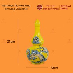 Nậm Rượu Men Vàng Họa Tiết Kim Long Chầu Nhật