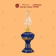 Đèn Dầu Thờ Men Xanh Coban Hoạ Tiết Hoa Đào