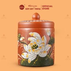 Hũ Gốm Sen Lộc Trụ Tròn