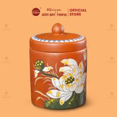 Hũ Gốm Sen Lộc Trụ Tròn