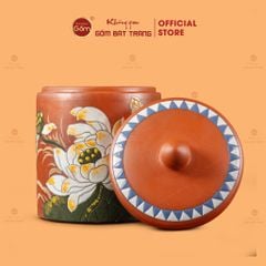 Hũ Gốm Sen Lộc Trụ Tròn