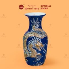 Lọ Hoa Men Xanh Coban Cá Chép Hoá Rồng