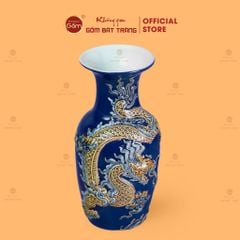 Lọ Hoa Men Xanh Coban Cá Chép Hoá Rồng