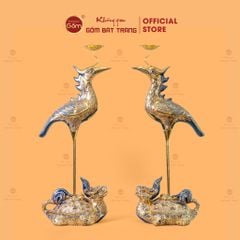 Hạc Thờ Men Xanh Lục Vẽ Vàng (Chiếc)