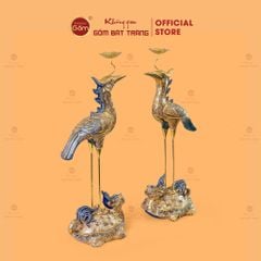 Hạc Thờ Men Xanh Lục Vẽ Vàng (Chiếc)