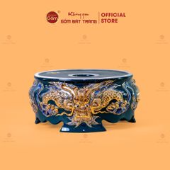 Đỉnh Hương Thờ Men Xanh Lục Vẽ Vàng Họa Tiết Thanh Long