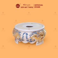 Đỉnh Hương Thờ Men Hoàng Tộc Vẽ Vàng Họa Tiết Thanh Long