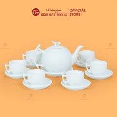 Bộ Trà Men Trắng Bưởi Cành