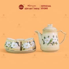 Bộ Bình Nước Dáng Ống Vẽ Hoa Mai