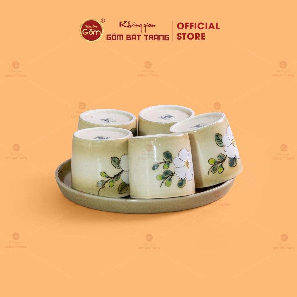 Bộ Bình Nước Dáng Ống Vẽ Hoa Mai