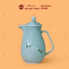Bộ Bình Nước Dáng Ống Vẽ Hoa Đào Trắng
