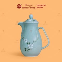 Bộ Bình Nước Dáng Ống Vẽ Hoa Đào Trắng