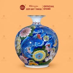 Quả Hút Lộc Hoa Ngư Tụ Khánh Lam Bảo Vẽ Vàng