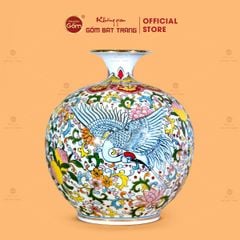 Quả Hút Lộc Tam Hạc Diên Niên Ngàn Hoa Phú Quý Kim Bảo Vẽ Vàng