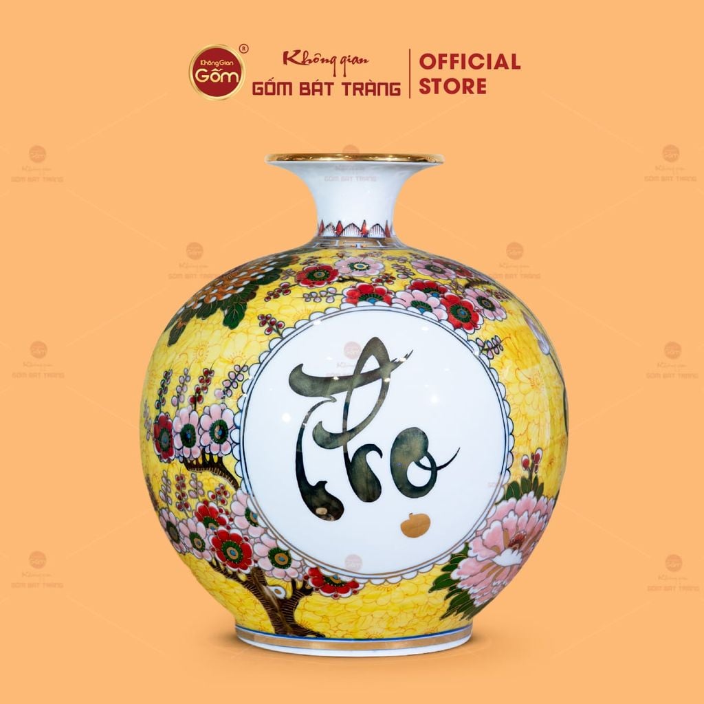 Quả Hút Lộc Tam Phúc Mãn Đường Tứ Hoa Phú Quý Ngàn Hoa Kim Bảo Vẽ Vàng