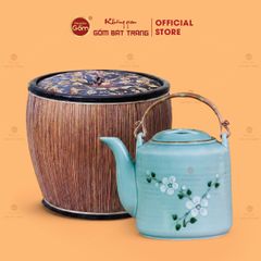 Bộ Ấm Tích Men Xanh Hoa Đào Trắng