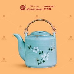 Bộ Ấm Tích Men Xanh Hoa Đào Trắng