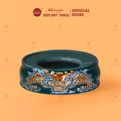 Đế Bát Hương Men Lục Họa Tiết Song Long Chầu Nguyệt