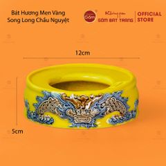 Đế Bát Hương Men Vàng Họa Tiết Song Long Chầu Nguyệt