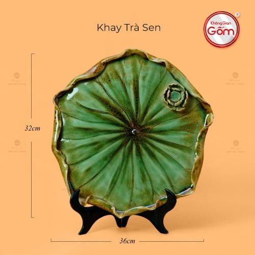 Khay Trà Sen Men Xanh Nhạt